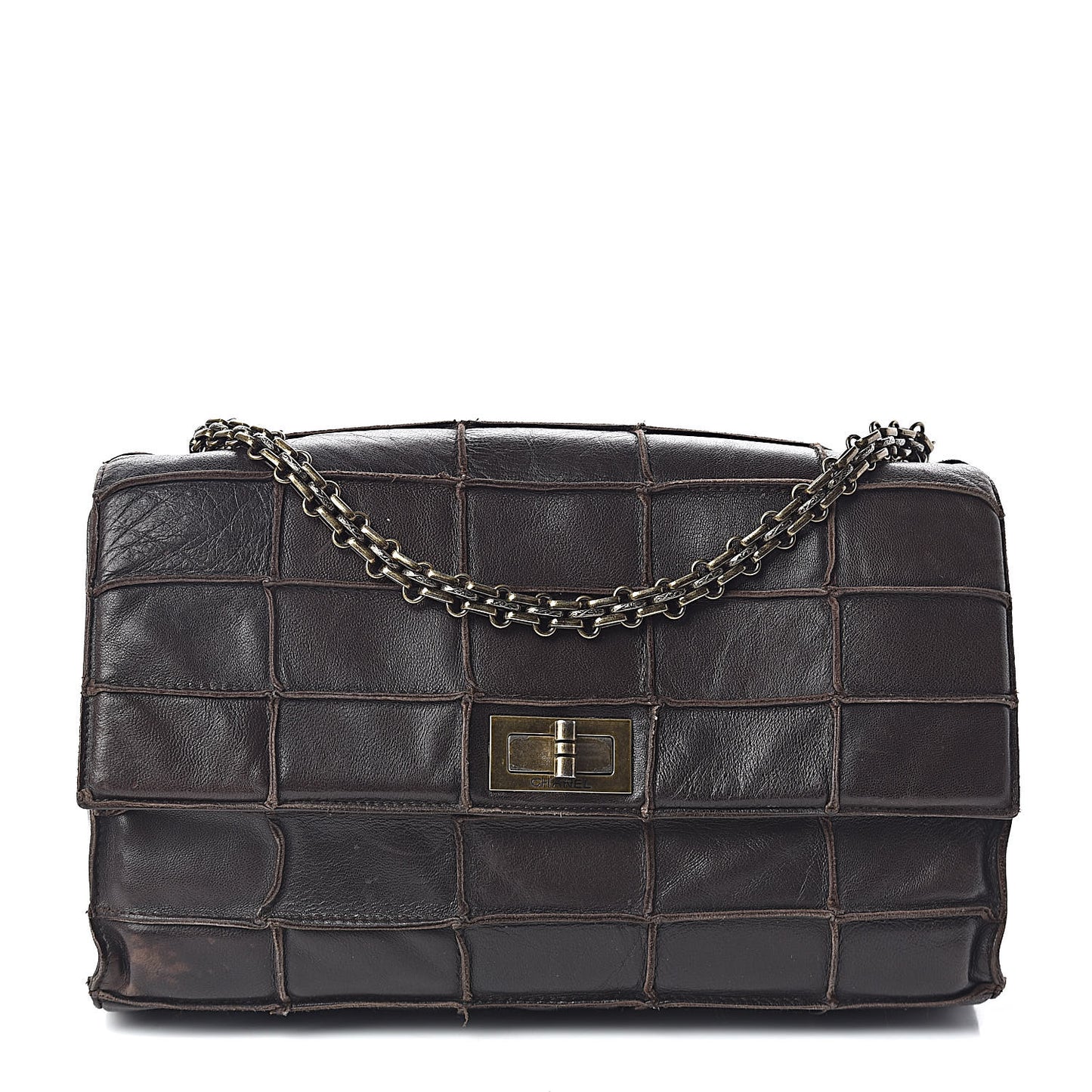 Lambskin Medium Patchwork Mademoiselle Single Flap Brown