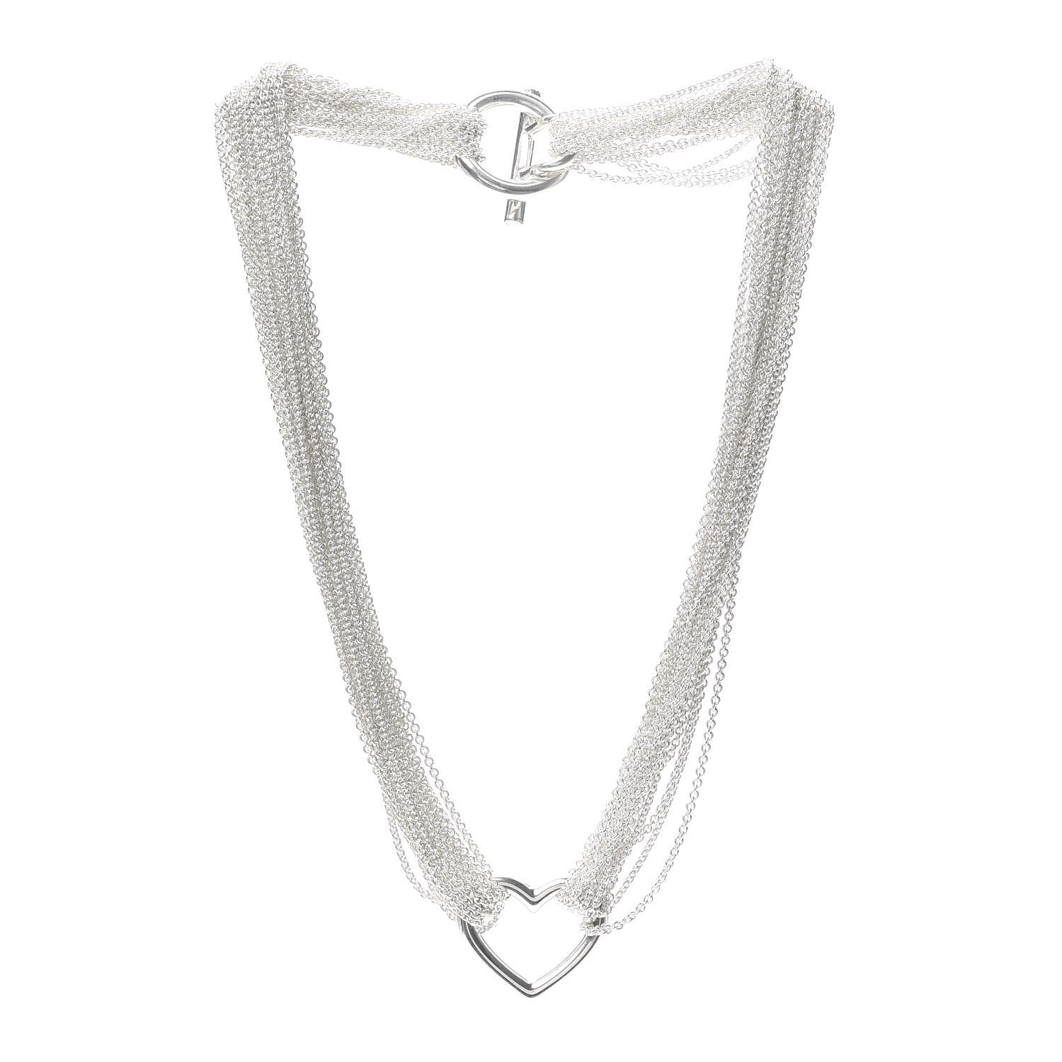 Tiffany Sterling Silver Heart Multi Chain Toggle Necklace 3 of 4