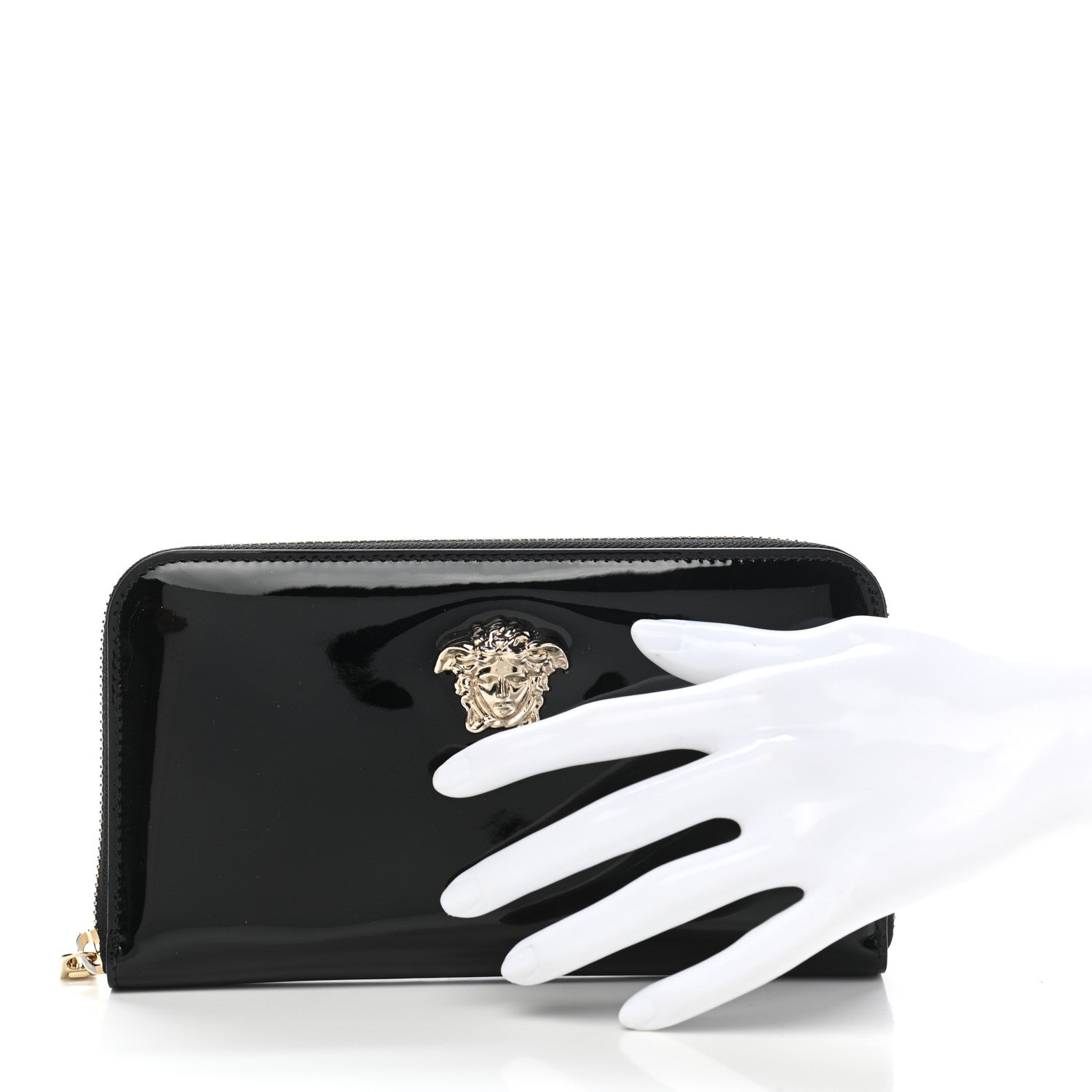 Versace Patent Palazzo Medusa Zip Around Wallet Black 2 of 6
