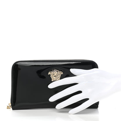 Versace Patent Palazzo Medusa Zip Around Wallet Black 2 of 6