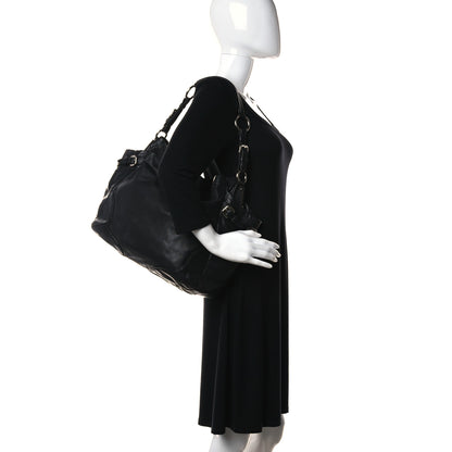 Prada Soft Calf Pleated Two Pocket Hobo Black 2 of 17
