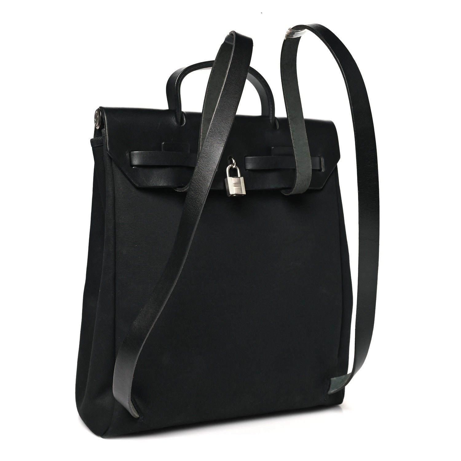 Hermes Toile Vache Calfskin Herbag 30 PM Backpack Black 4 of 10