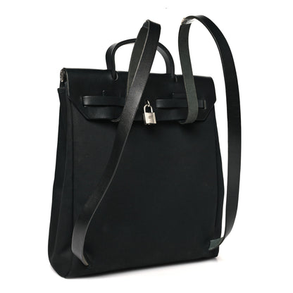 Hermes Toile Vache Calfskin Herbag 30 PM Backpack Black 4 of 10