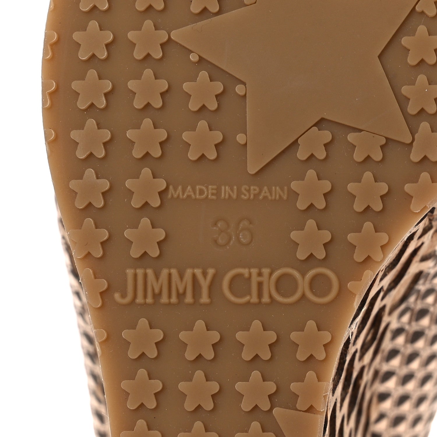 Jimmy Choo Metallic Embossed Calfskin Pacific 120mm Peep-Toe Cork Wedge Sandal 36 Gold 8 of 12