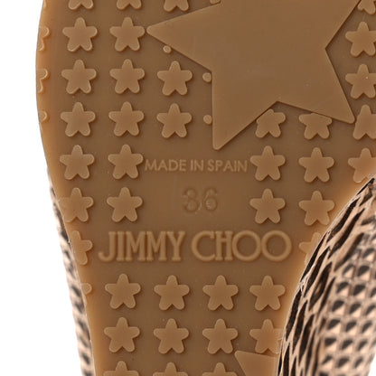 Jimmy Choo Metallic Embossed Calfskin Pacific 120mm Peep-Toe Cork Wedge Sandal 36 Gold 8 of 12