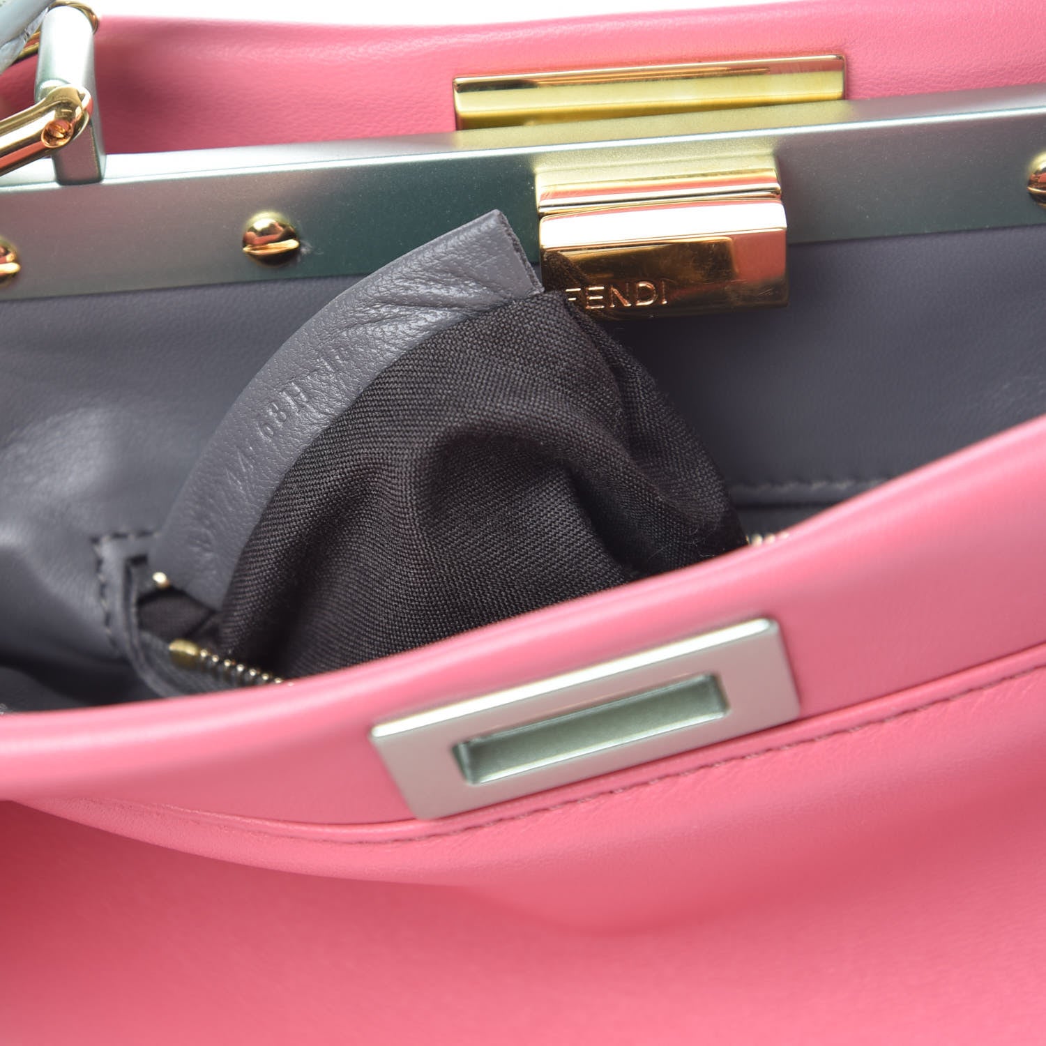 Fendi Nappa Colorblock Mini Peekaboo Iconic Satchel Rosa Fluo Oxigen Slate 7 of 11