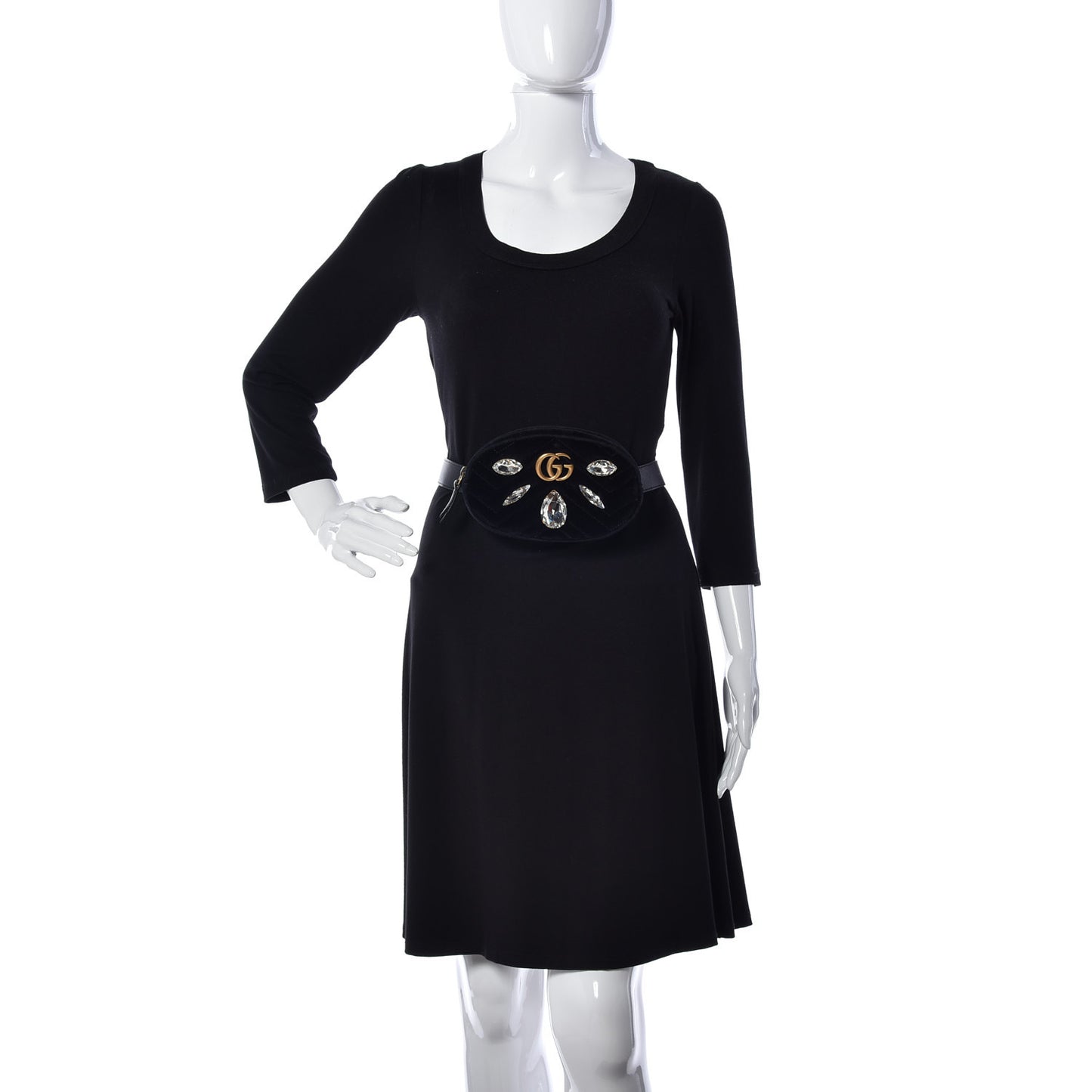 Velvet Matelasse Marquise Crystals GG Marmont Belt Bag 75 30 Black