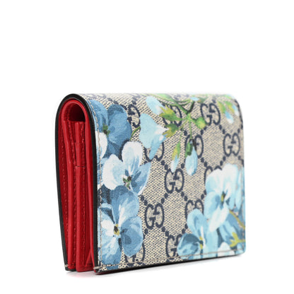Gucci GG Supreme Monogram Blooms Card Case Beige Blue Navy Hibiscus Red 2 of 4