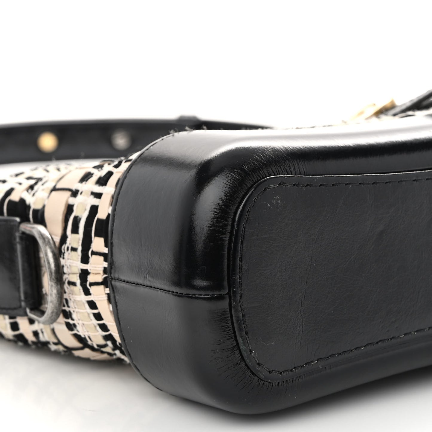 Tweed Calfskin Quilted Small Gabrielle Hobo Black Multicolor