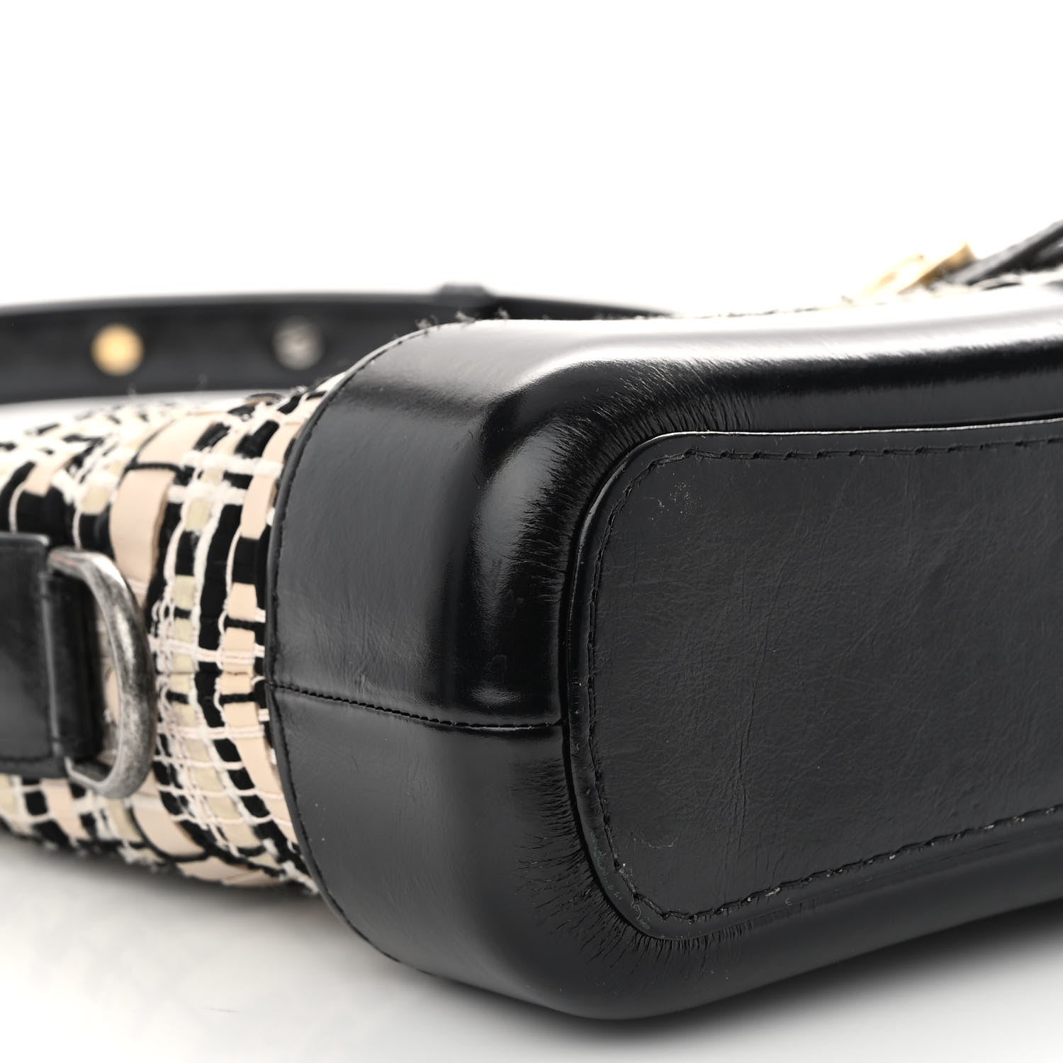 Chanel Tweed Calfskin Quilted Small Gabrielle Hobo Black Multicolor 7 of 8