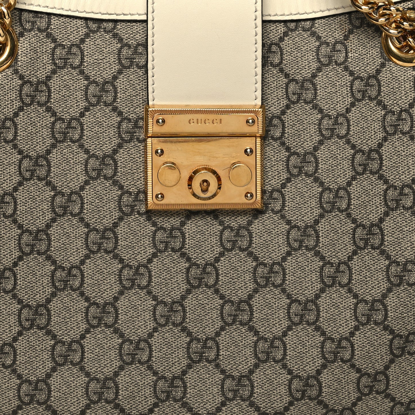 GG Supreme Monogram Medium Padlock Tote White