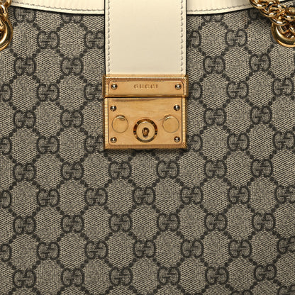 Gucci GG Supreme Monogram Medium Padlock Tote White 8 of 12