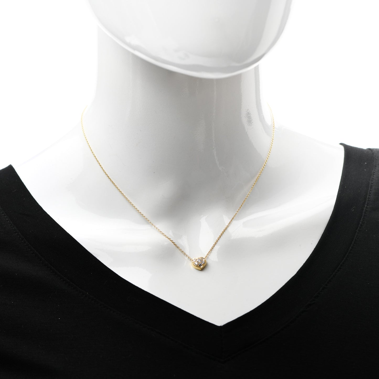 18K Yellow Gold Diamond Heart Pave Pendant Necklace