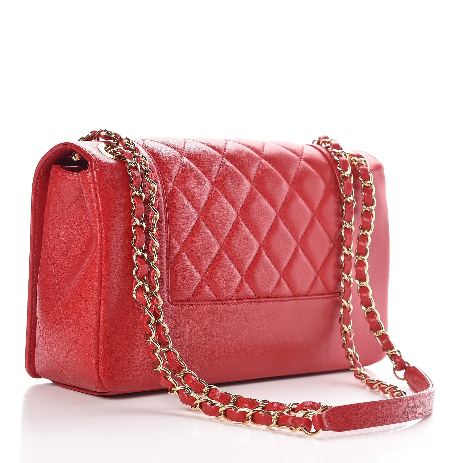 Chanel Sheepskin Quilted Vintage Mademoiselle Flap Red 3 of 8