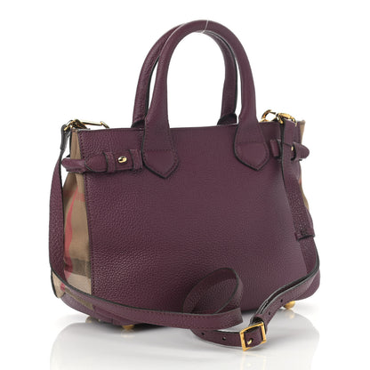 Burberry Grainy Calfskin House Check Small Banner Tote Mahogany Red 3 of 12