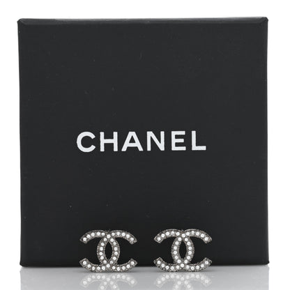 Chanel Crystal CC Earrings Silver 5 of 5