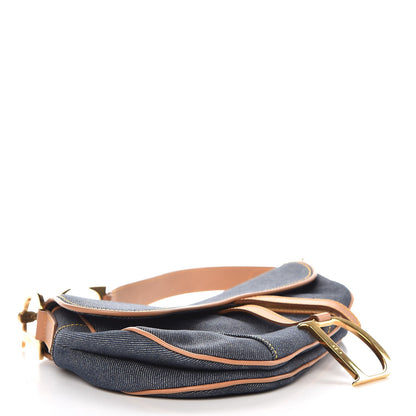 Christian Dior Denim Calfskin Saddle Bag Blue 4 of 7