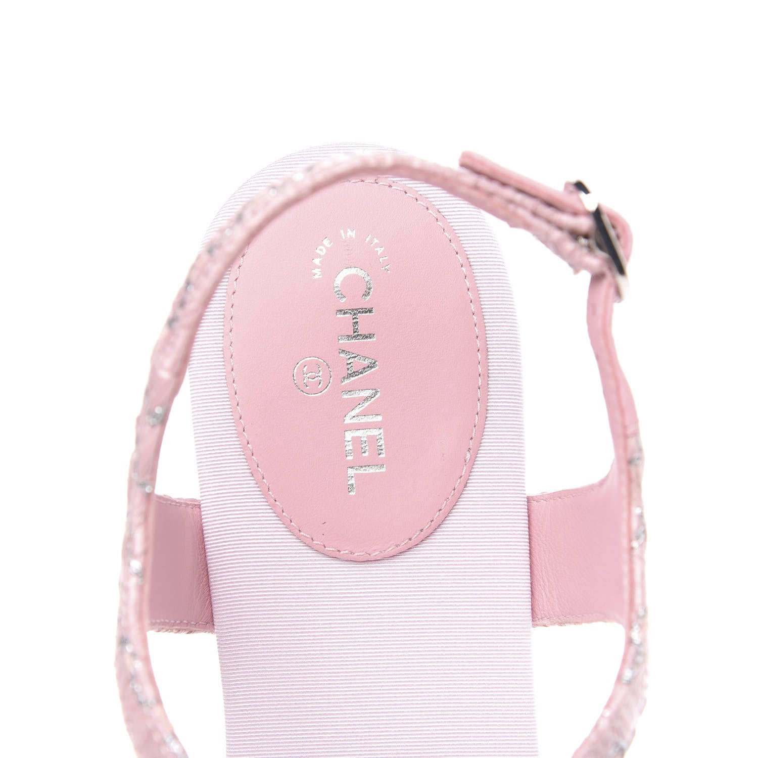 Chanel Tweed CC Charm Thong Sandals 40.5 Pink Silver 6 of 8