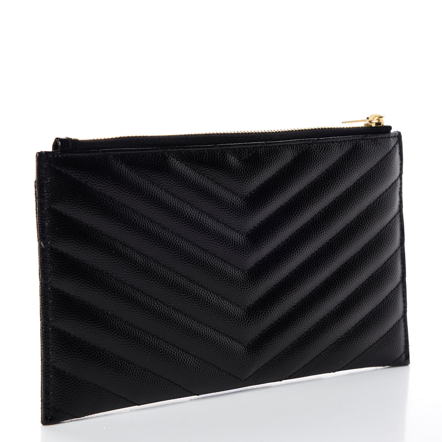 Saint Laurent Grain De Poudre Chevron Monogram Bill Pouch Black 3 of 8