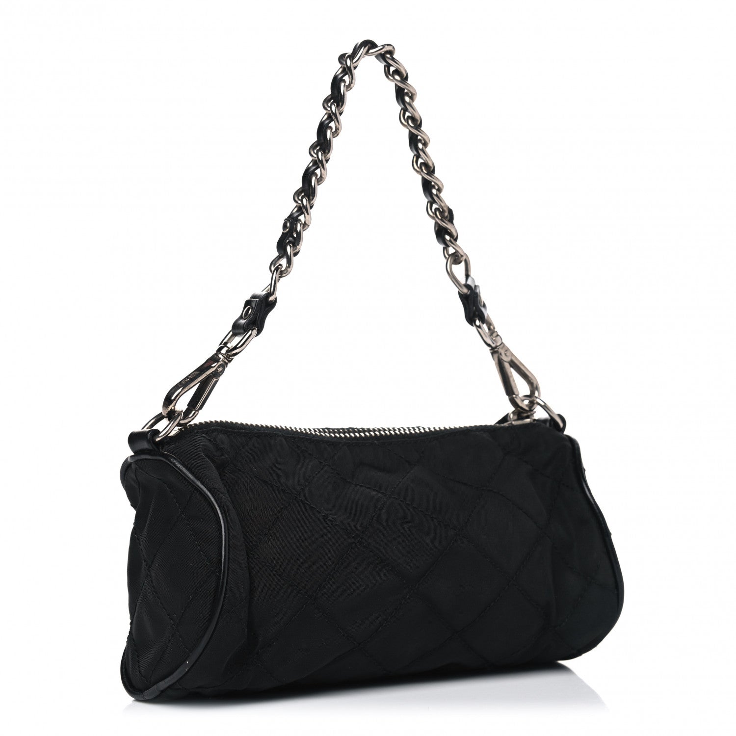 Prada Tessuto Nylon Impunturato Quilted Chain Pochette Black 2 of 5