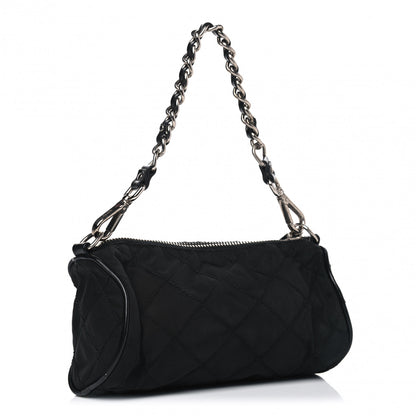 Prada Tessuto Nylon Impunturato Quilted Chain Pochette Black 2 of 5