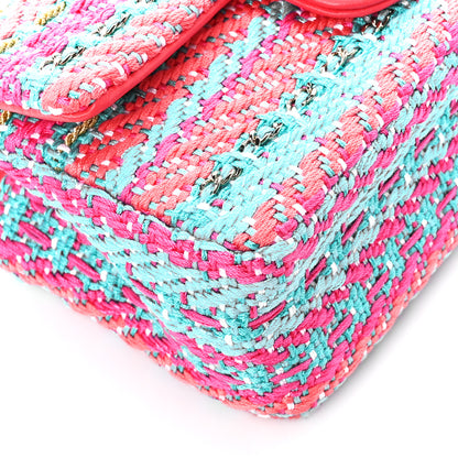 Chanel Cotton Mixed Fibers Woven Mini Rectangular Flap Red Fuchsia Blue 10 of 11