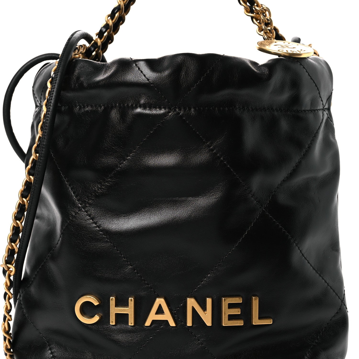 Chanel Shiny Calfskin Quilted Mini Chanel 22 Black 8 of 10