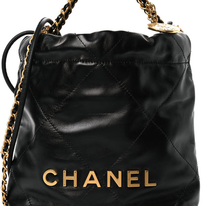 Chanel Shiny Calfskin Quilted Mini Chanel 22 Black 8 of 10