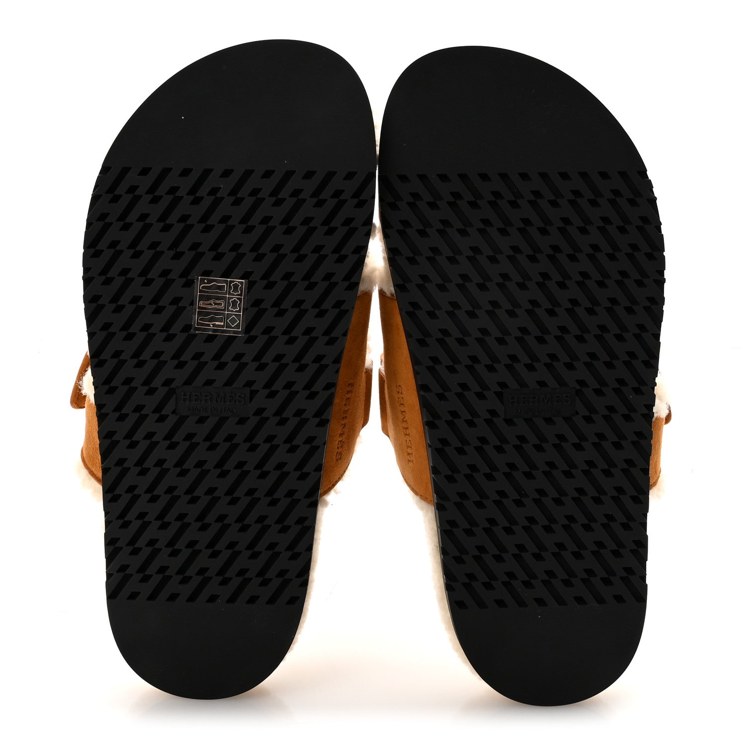 Hermes Suede Goatskin Woolskin Womens Chypre Sandals 37 Brun Fume Ecru 6 of 9