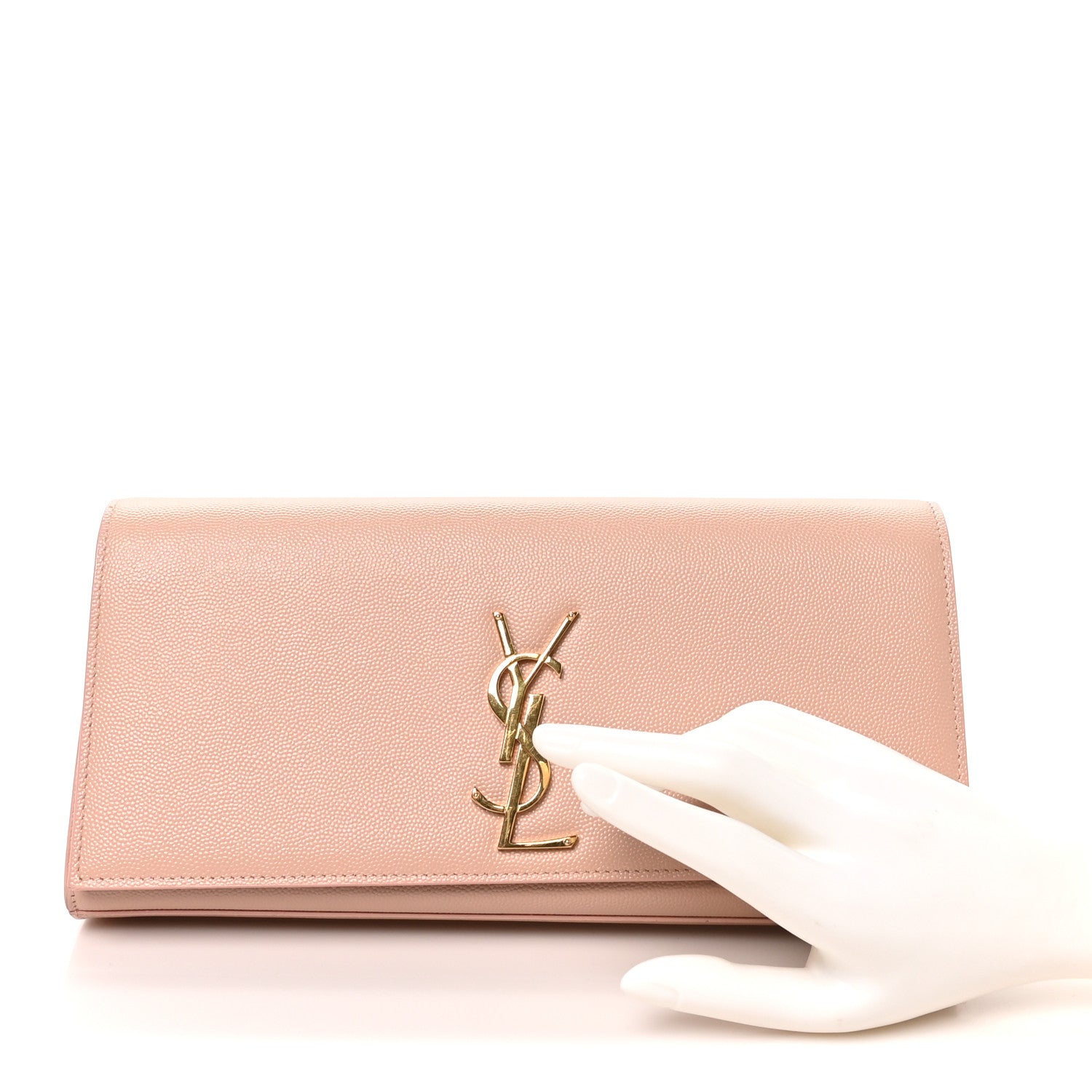 Saint Laurent Calfskin Classic Monogram Cassandre Clutch Blush 2 of 7