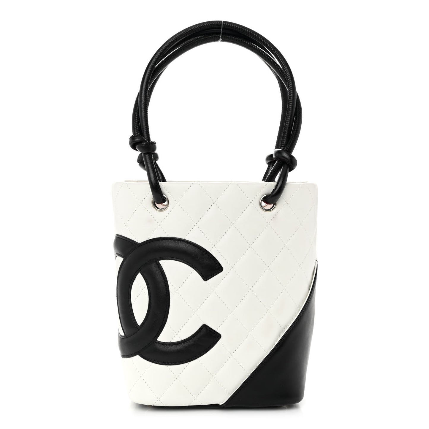 Calfskin Quilted Small Cambon Tote White Black