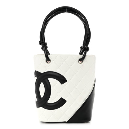 Chanel Calfskin Quilted Small Cambon Tote White Black 1 of 11