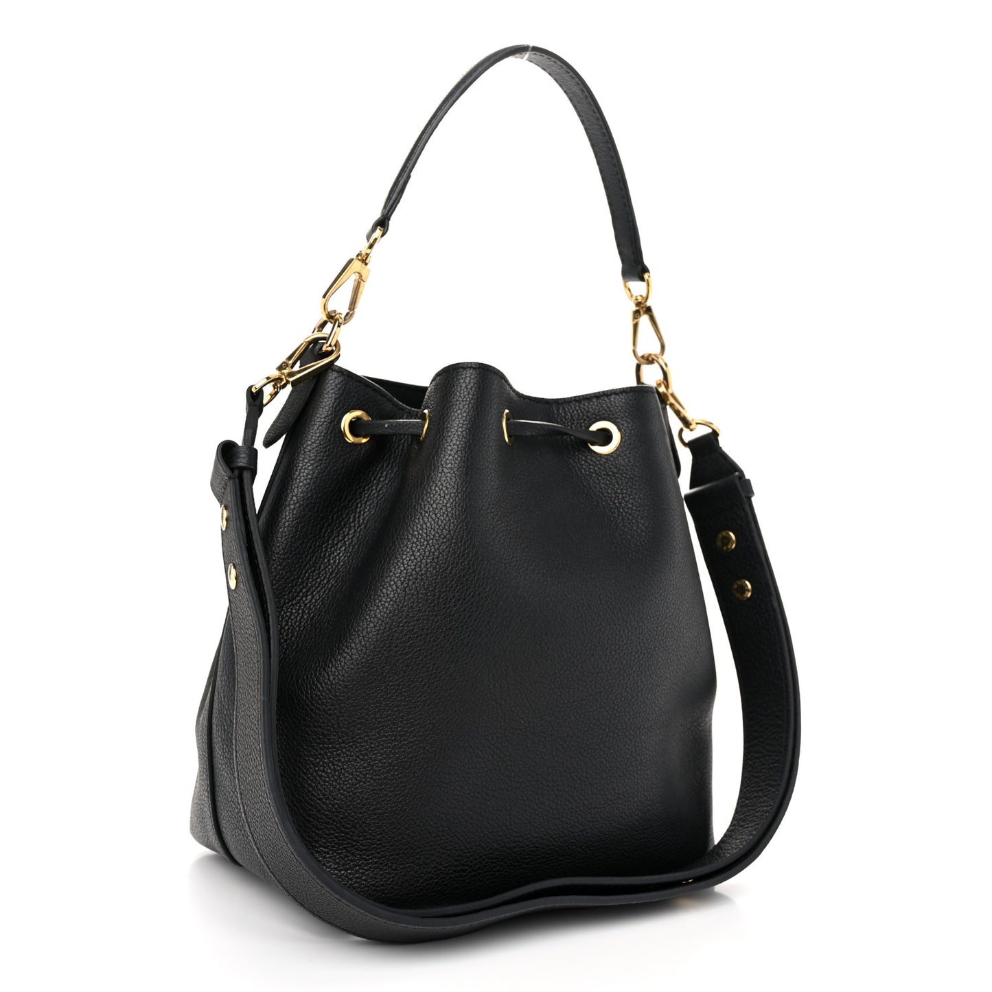Calfskin Lockme Bucket MM Black