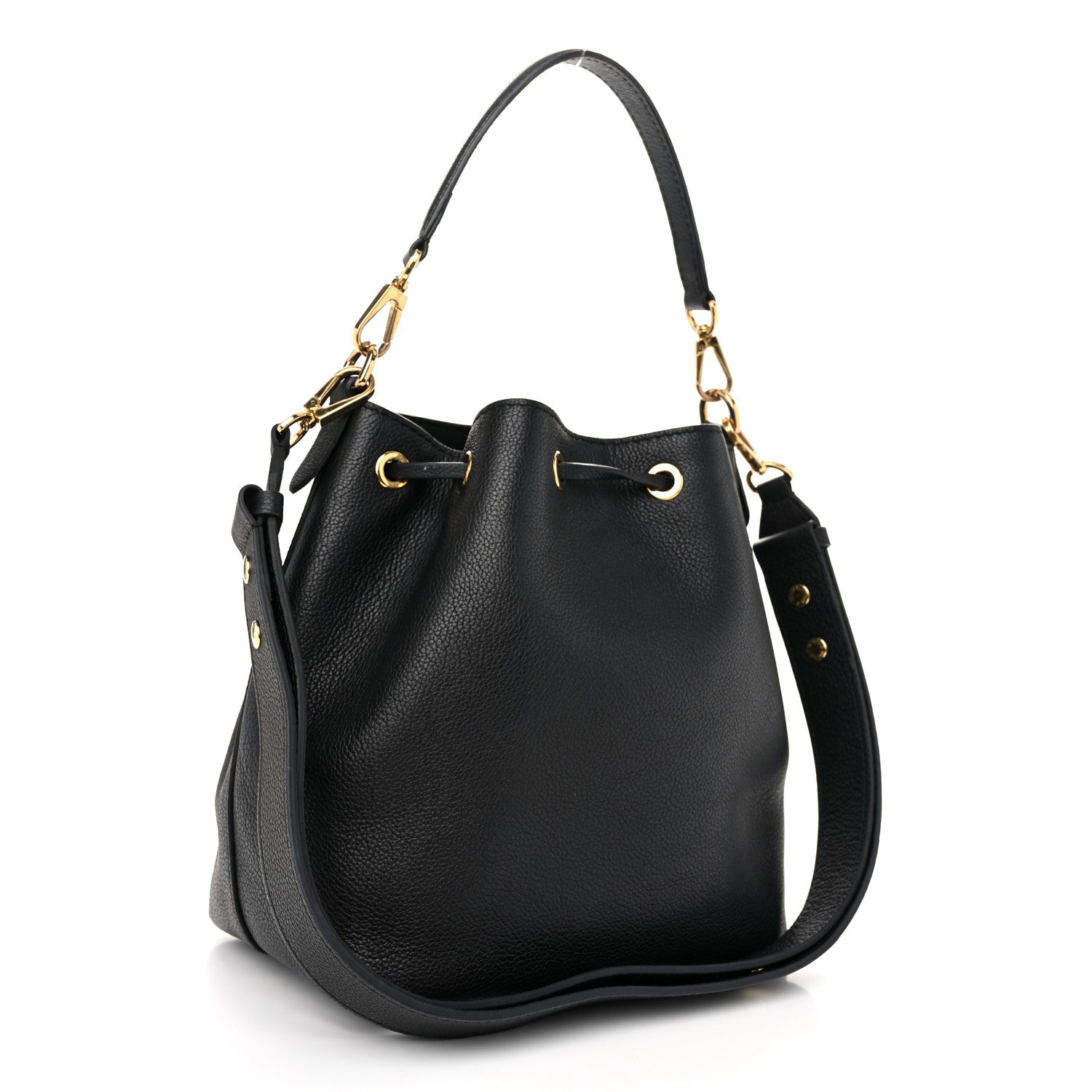 Louis Vuitton Calfskin Lockme Bucket MM Black 3 of 10