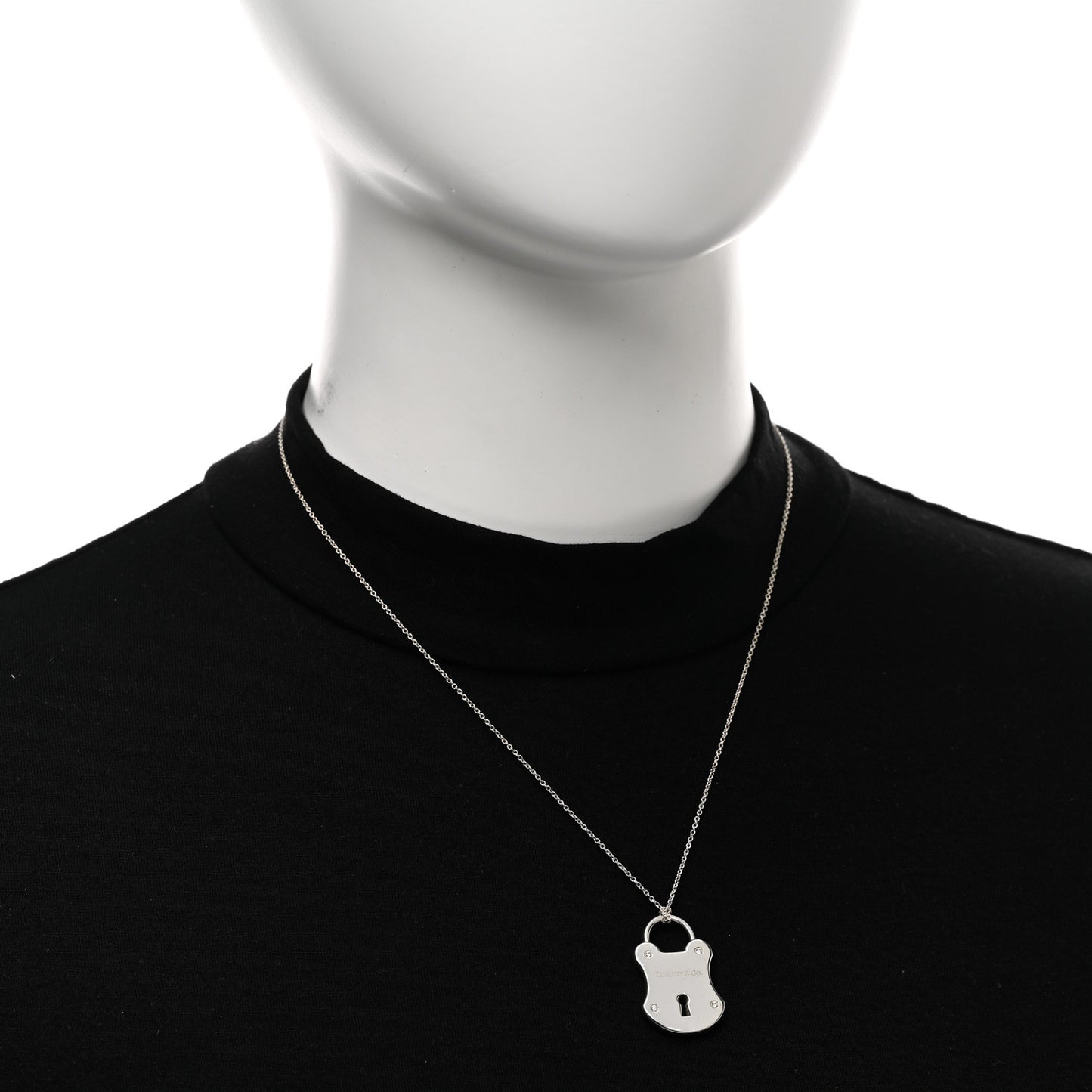 Sterling Silver Diamond Lock Pendant Necklace