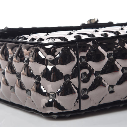 Valentino Garavani Metallic Patent Medium Rockstud Spike Shoulder Bag Rutenio 8 of 9