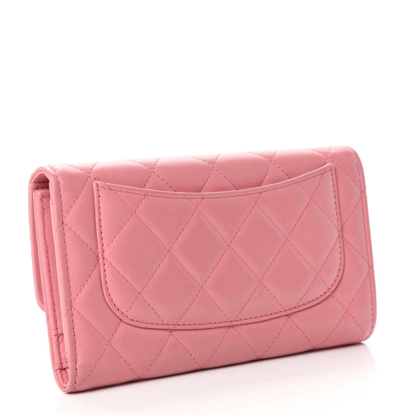 Lambskin Quilted Large Flap Wallet Pink