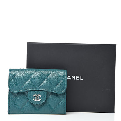 Chanel Caviar Quilted Card Holder Wallet Dark Turquoise 9 of 9