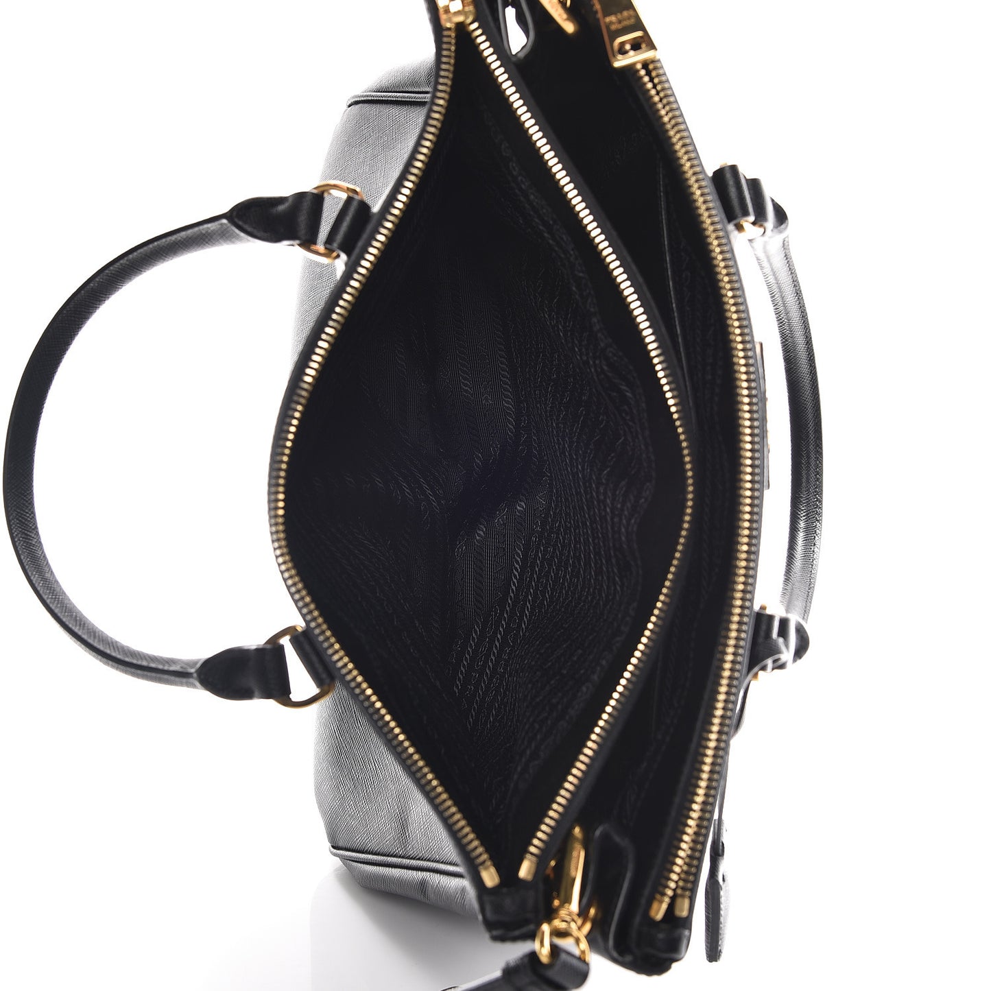 Saffiano Medium Galleria Double Zip Tote Black