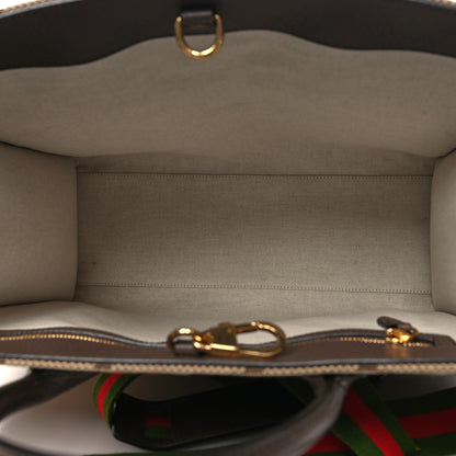 Gucci Monogram Jumbo GG Textured Dollar Calfskin Web Tote Bag Camel Ebony New Acero 5 of 12