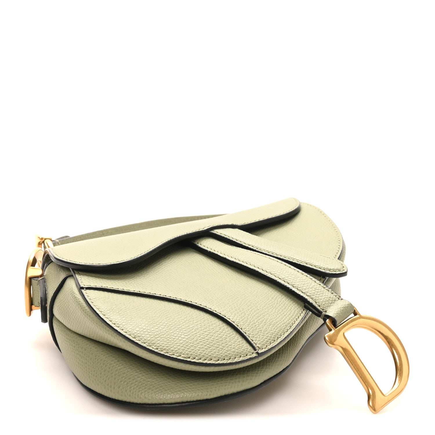 Christian Dior Grained Calfskin Mini Saddle Bag Sage Green 3 of 8