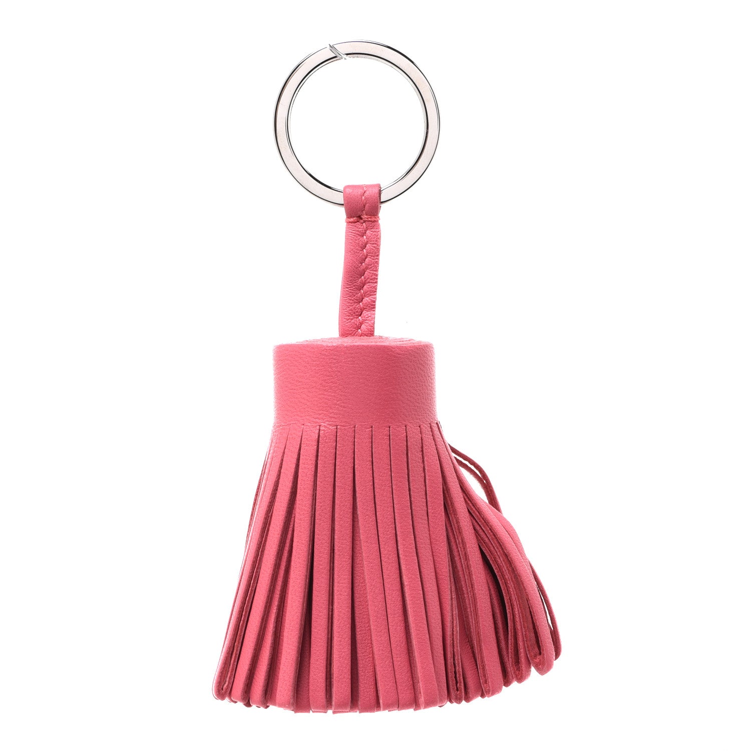 Hermes Lambskin Carmen Tassel Key Holder Rose Shocking 1 of 3
