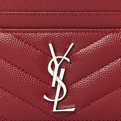 Saint Laurent Grain De Poudre Matelasse Chevron Monogram Credit Card Case Opyum Red 8 of 8