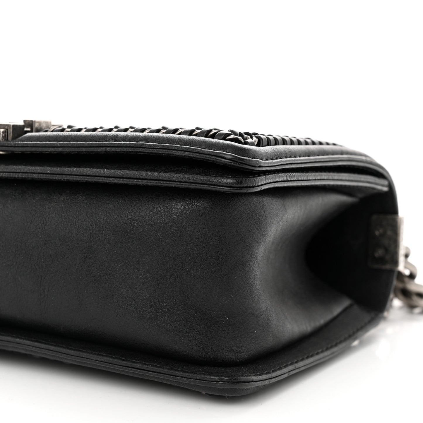 Calfskin Quilted Medium Boy Top Handle Flap Black