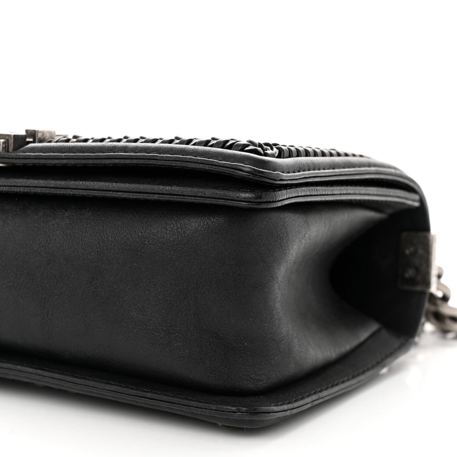 Chanel Calfskin Quilted Medium Boy Top Handle Flap Black 10 of 11