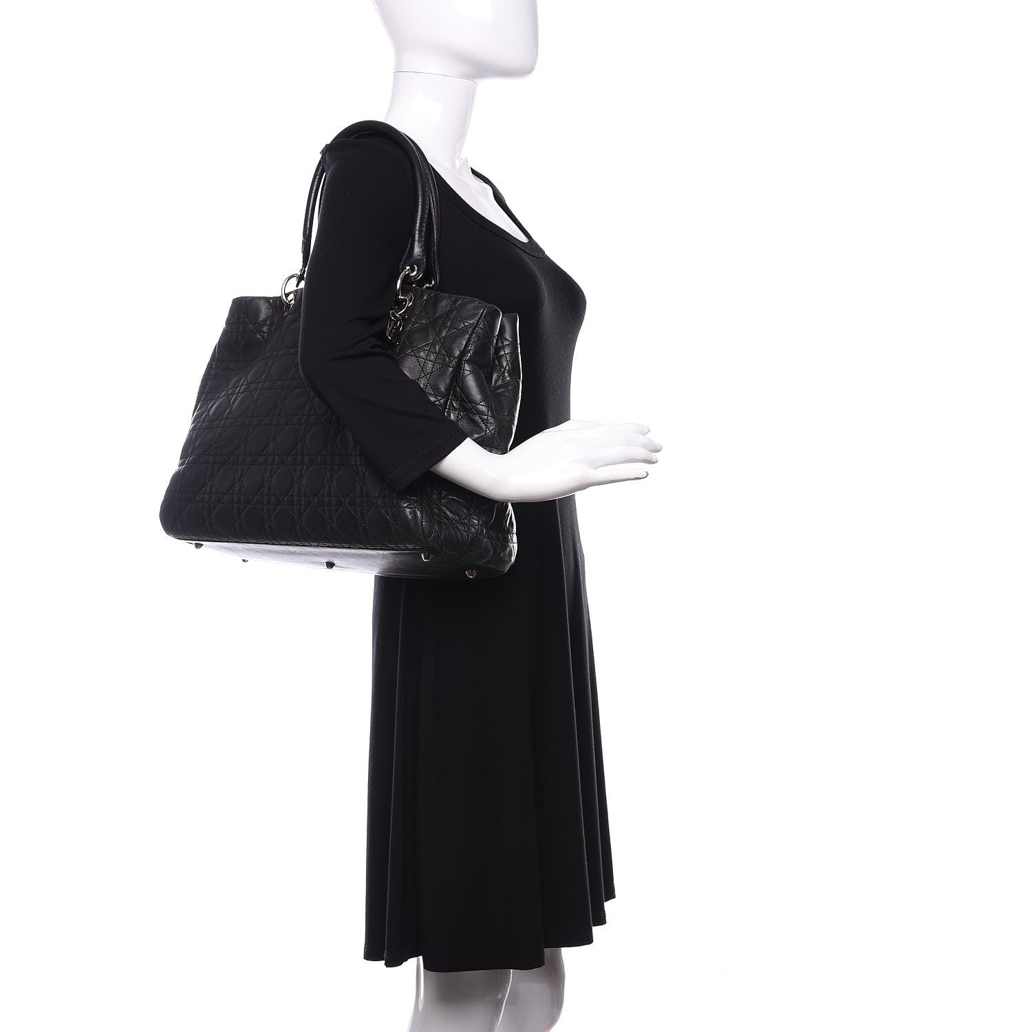 Christian Dior Lambskin Cannage Large Soft Lady Dior Shopping Tote Black 2 of 9