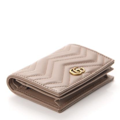 Gucci Calfskin Matelasse GG Marmont Card Case Wallet Porcelain Rose 4 of 8