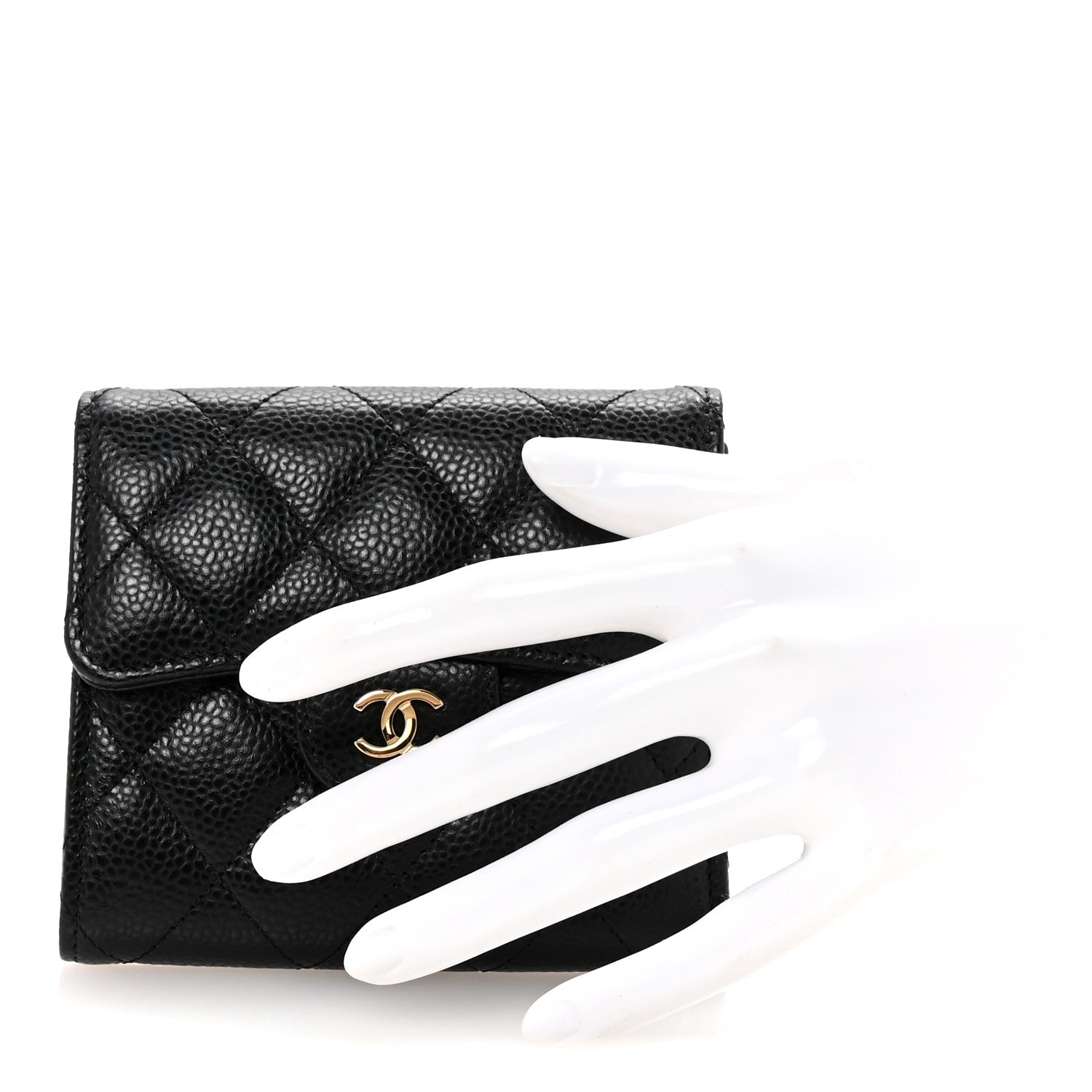 Chanel Caviar Quilted Compact Flap Wallet Black 2 of 9