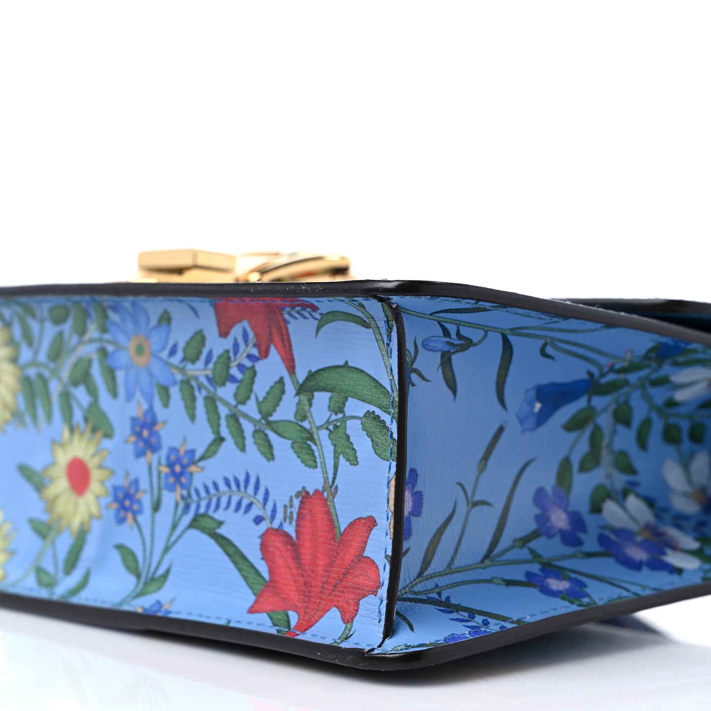 Shangai Calfskin Web New Flora Small Sylvie Shoulder Bag Azure