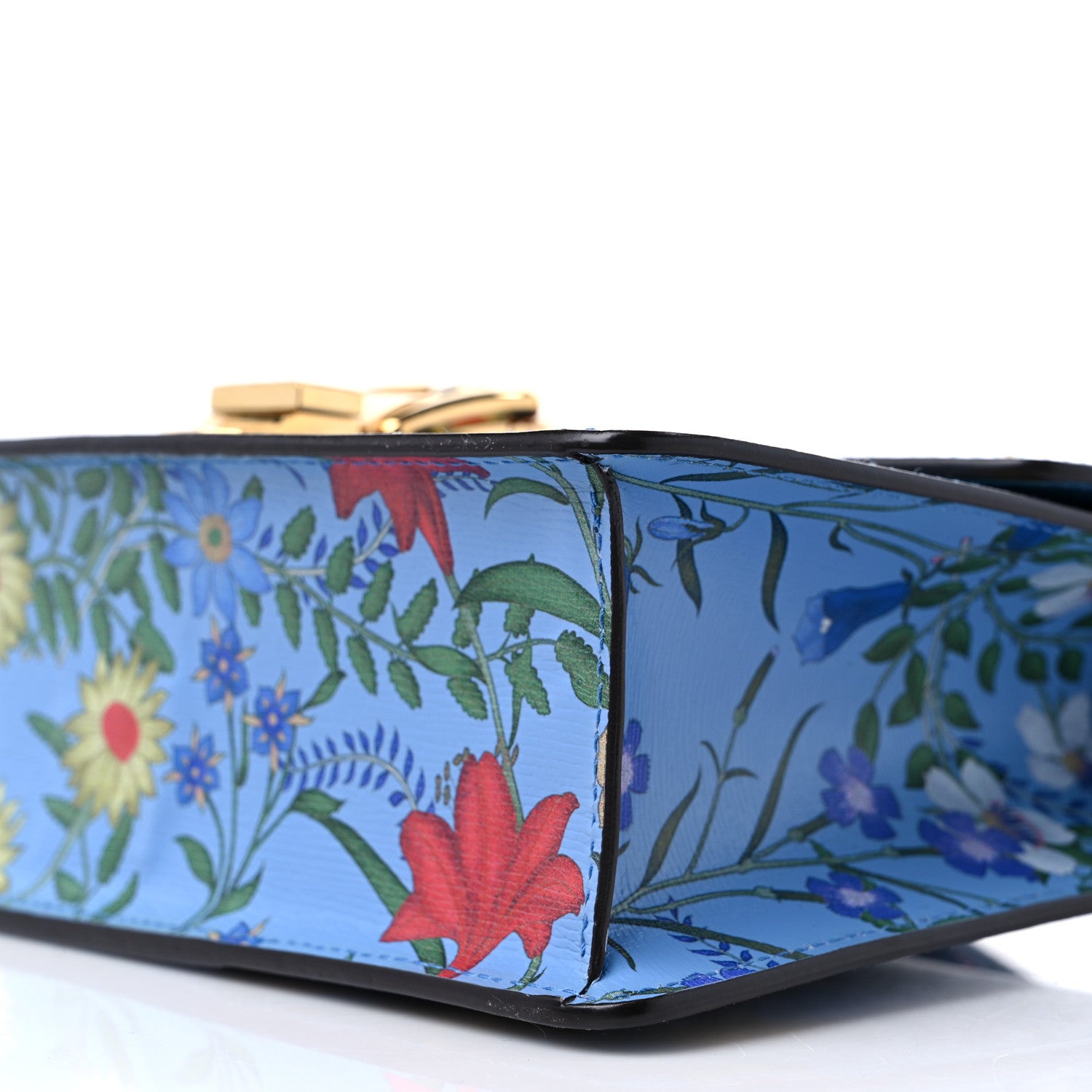 Gucci Shangai Calfskin Web New Flora Small Sylvie Shoulder Bag Azure 9 of 10